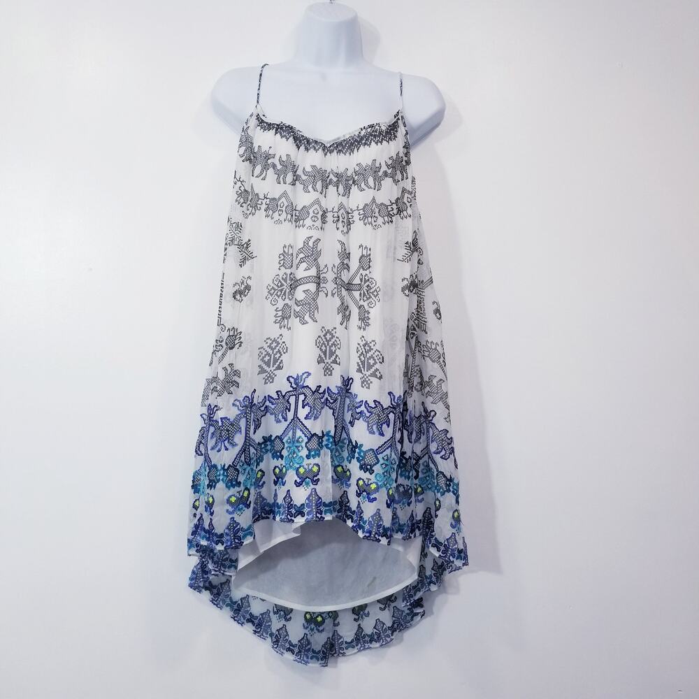 Rococo Sand Printed Embroidered Tassels Mini Dress